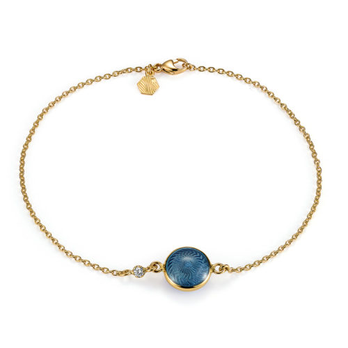 Armband mit blau emailliertem Guilloche und Diamant