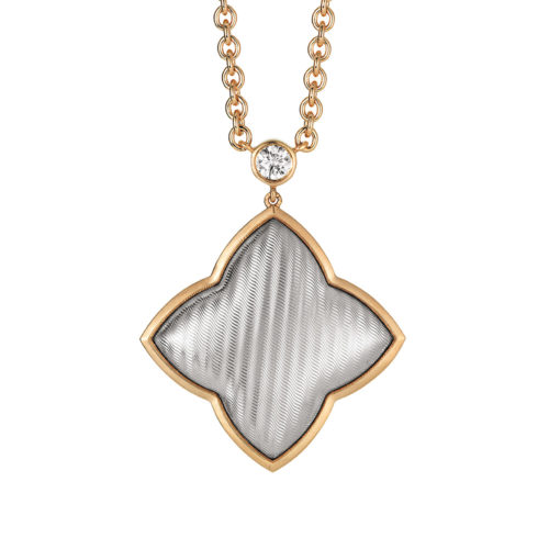 Diamond-set gold collier with guilloche