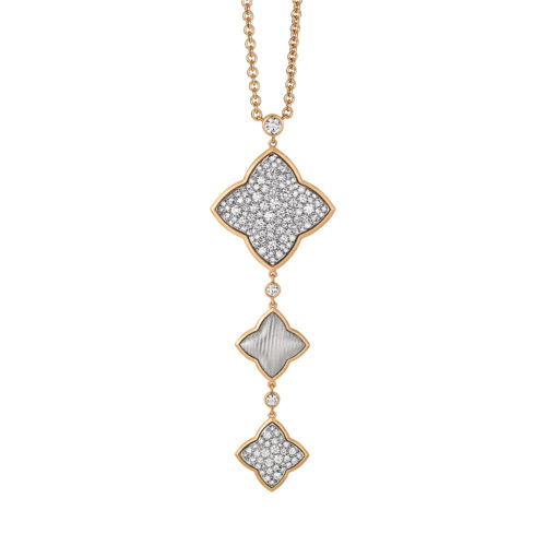 Diamond-set gold collier with guilloche