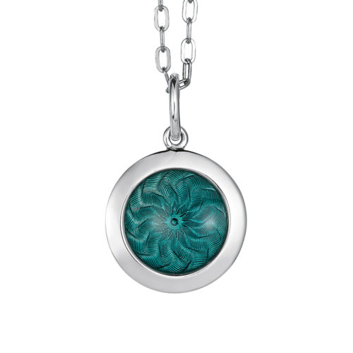 Gold pendant with turquoise enamelled guilloche