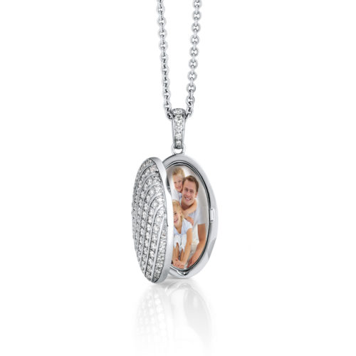 Diamond set gold locket for your own pictures