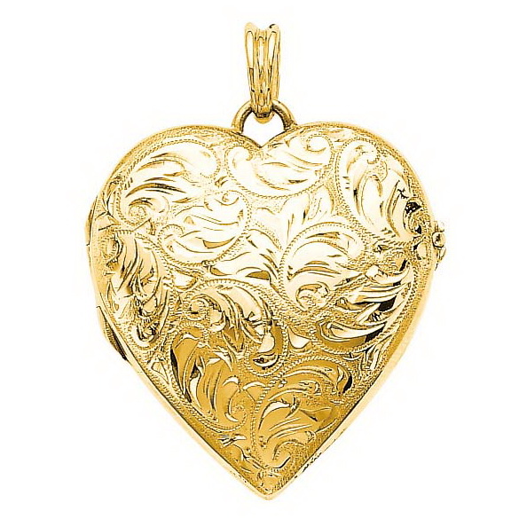yellow gold, heart-shaped locket-pendant with viennese engraving