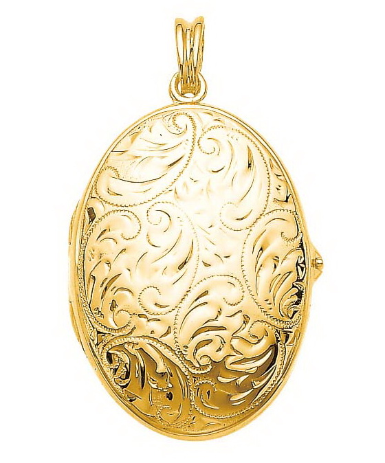 yellow gold, oval locket-pendant with viennese engraving