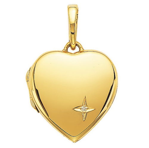 yellow gold, heart-shaped, locket-pendant with diamonds