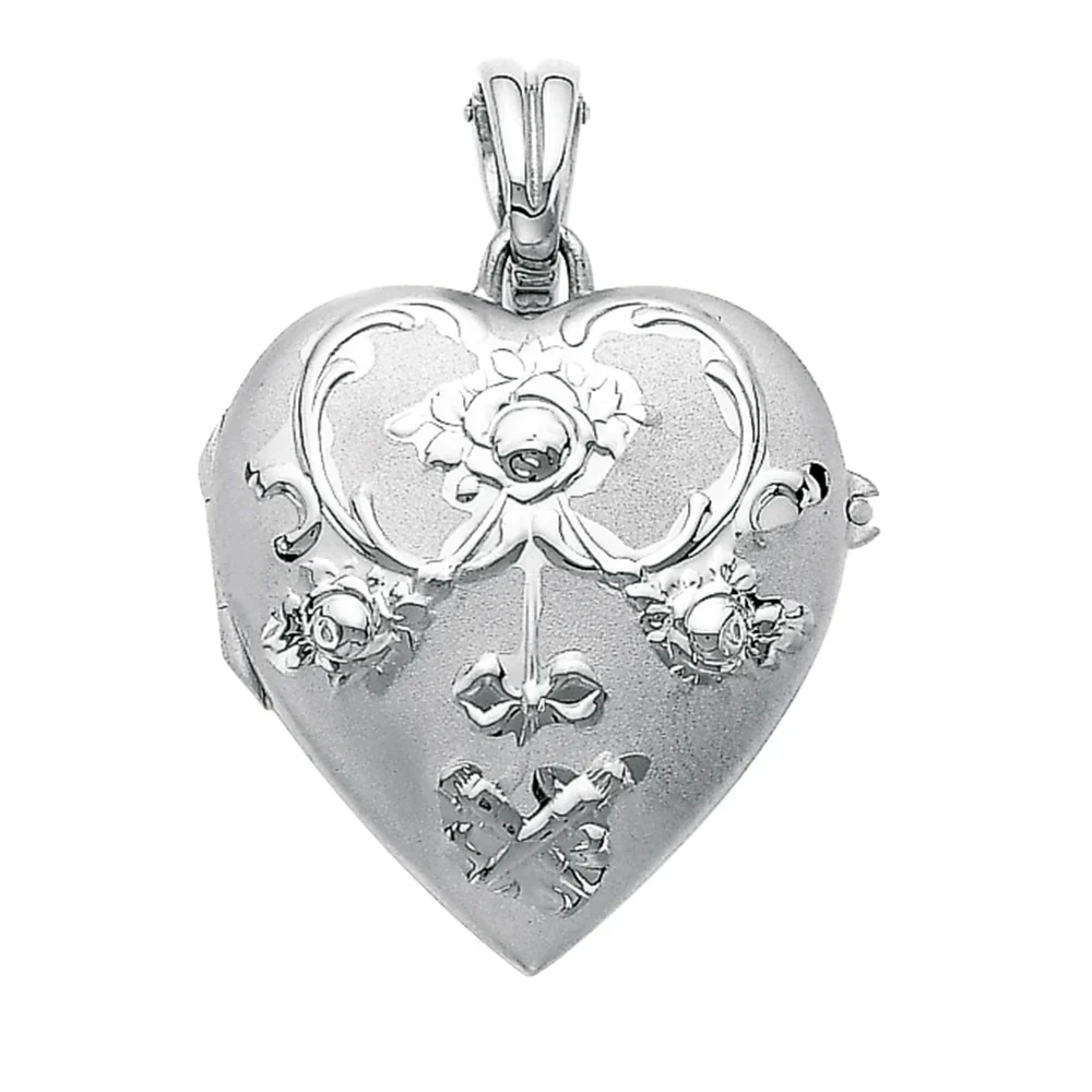 Herzförmiges Medaillon-Collier in Weißgold