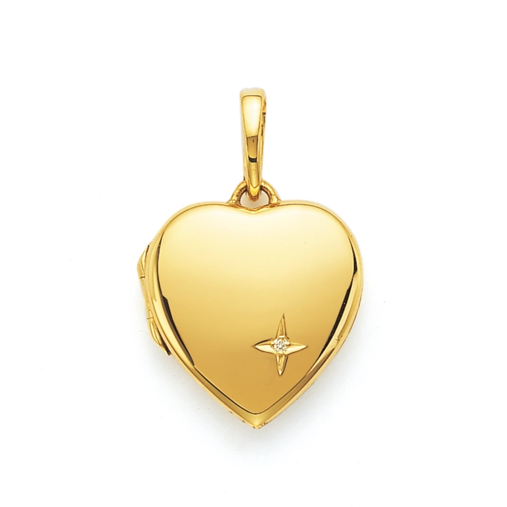 Herzförmiges Medaillon-Collier in Gelbgold mit Brillanten