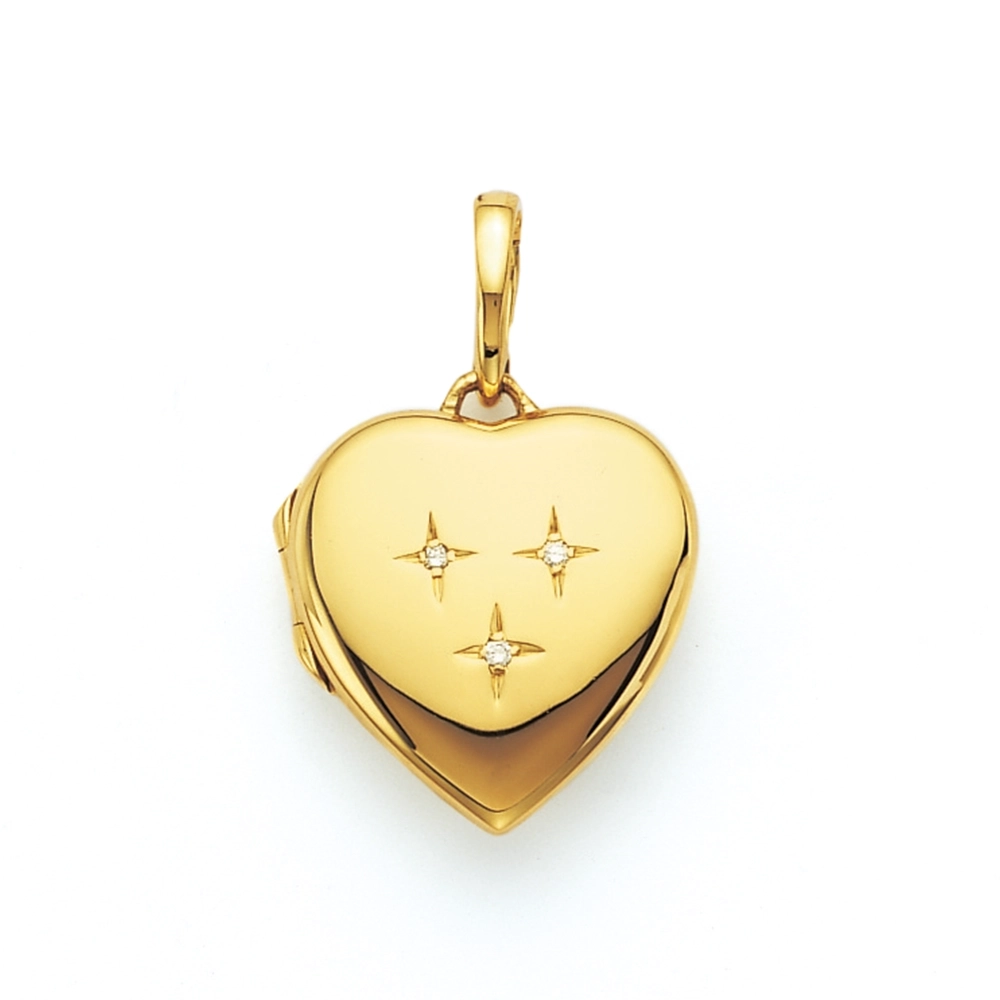 Herzförmiges Medaillon-Collier in Gelbgold mit Brillanten