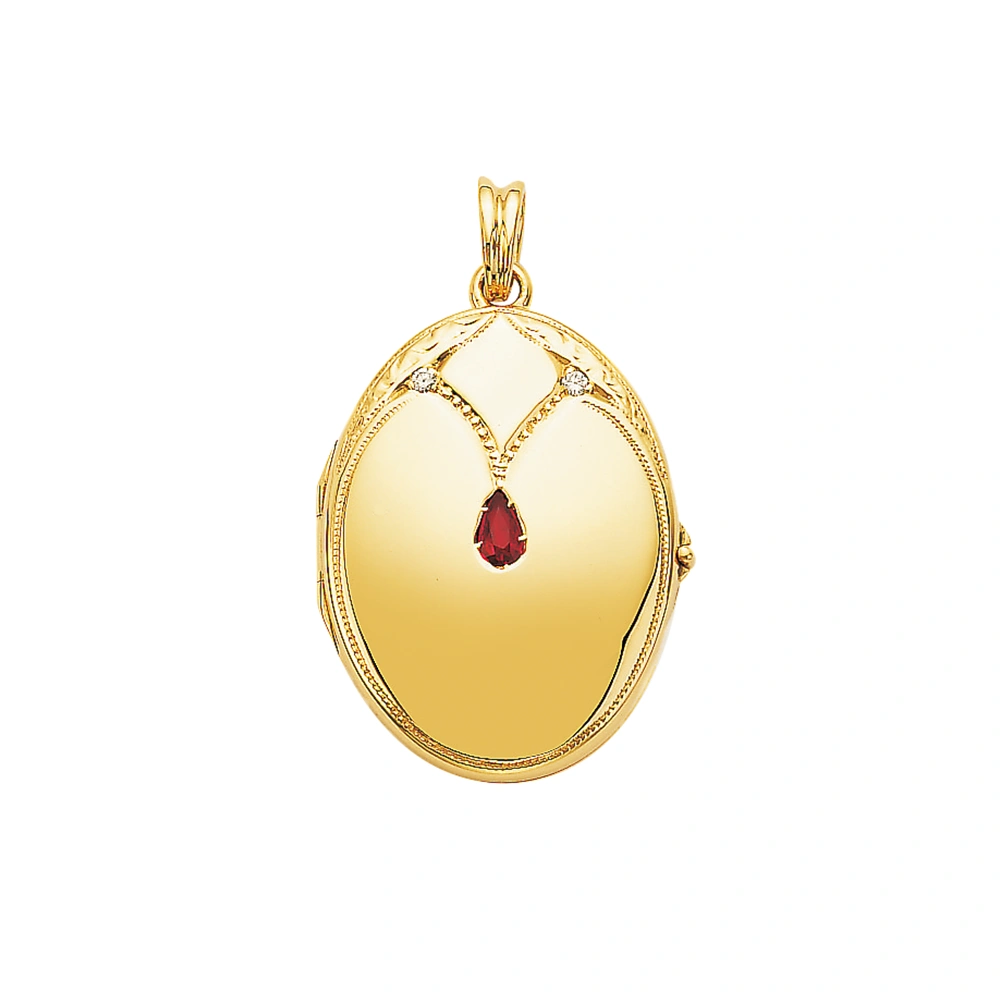 Ovales Medaillon-Collier in Gelbgold mit Edelsteinen und Brillanten