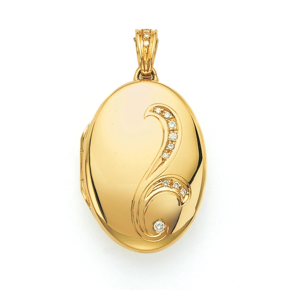 Ovales Medaillon-Collier in Gelbgold mit Brillanten