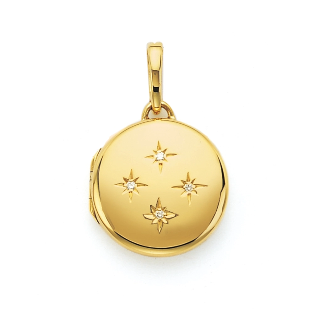 Rundes Medaillon-Collier in Gelbgold mit Brillanten