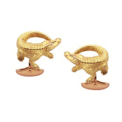 Diamond set gold crocodile cufflinks