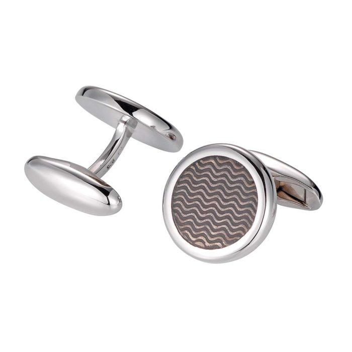 round sterling silver cufflonks with silver enamel lacquer