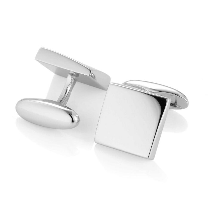 Victor Mayer bent square silver cufflinks