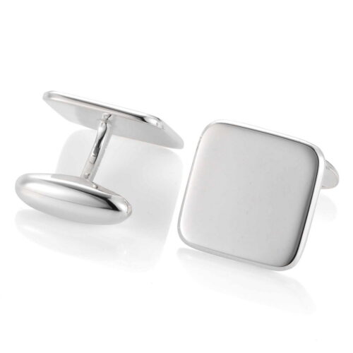 Victor Mayer bent square silver polished cufflinks