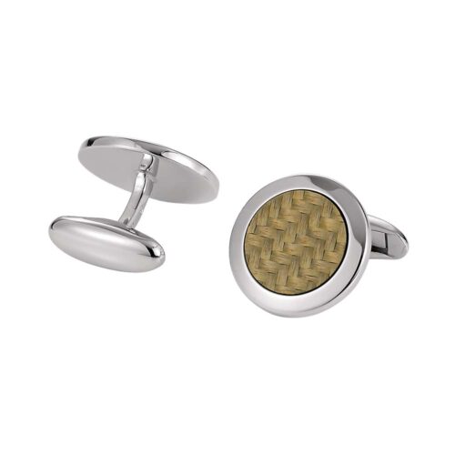 Victor Mayer polished silver cufflinks with golden inlay
