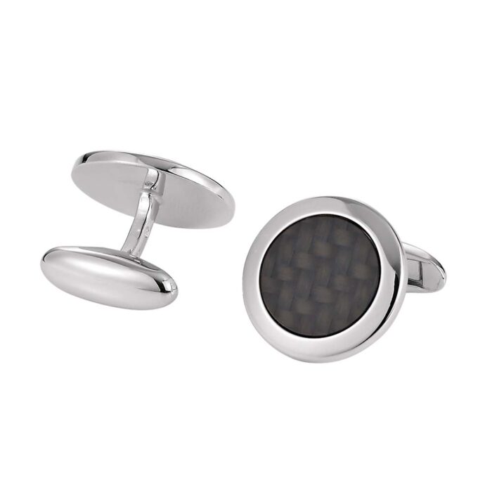 Victor Mayer Silver Cufflinks polished with black inlay