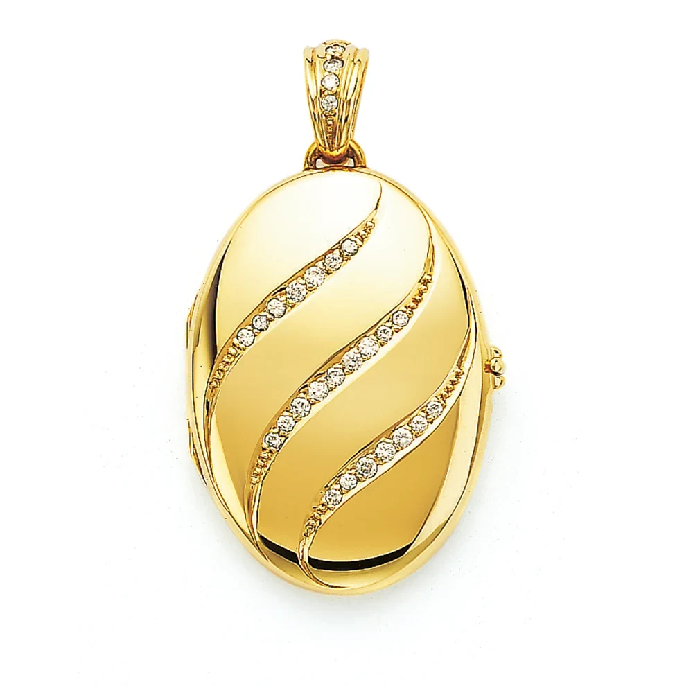 Ovales Medaillon-Collier in Gelbgold mit und Brillanten