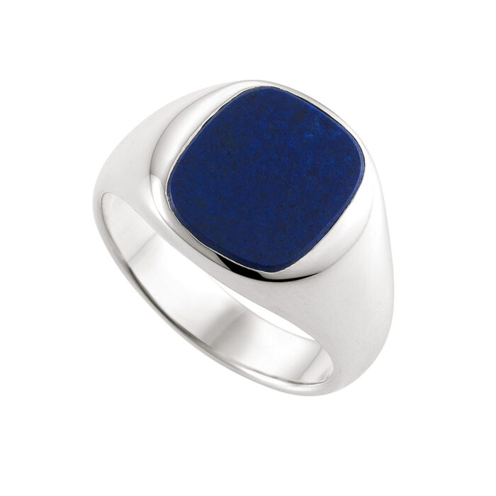 Victor Mayer 18k White Gold Signet ring lapis lazuli