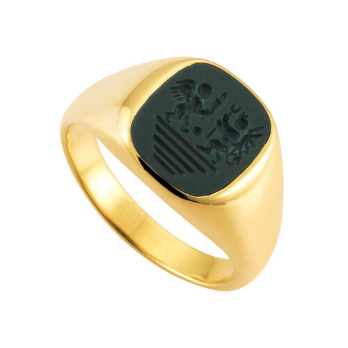 Victor Mayer 18k Yellow Gold Signet ring Blood Stone