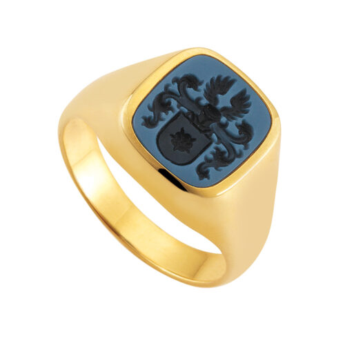 Victor Mayer Signet ring gold blue niccolo engraving coat of arms