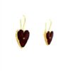 Heart-Shaped Earrings 18k Yellow Gold Red Vitreous Guilloche Enamel 17 x 13 mm
