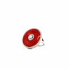 Ring Red Vitreous Enamel 18k White Gold/Yellow Gold 92 Diamonds Total 0.37 ct