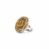 Round Amber Enamel Ring 18k White /Yellow Gold 72 diamonds 0.53 ct Ø 27 mm