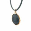 Round Grey Guilloche Enamel Necklace 18k Rose Gold and Silver