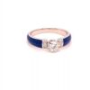 0.5 Ct Diamond Solitaire Enamel Ring Blue Vitreous 18k White Gold 9 Diamonds