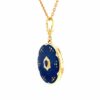 Oval Locket Pendant Victoria 18k Yellow Gold Blue Enamel, Pear Shape Sapphire, 9 Diamonds 0.04 ct