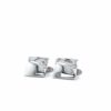 Square Cufflinks with Design Facet in Solid 925 Sterling Silver, Rhodium Plated