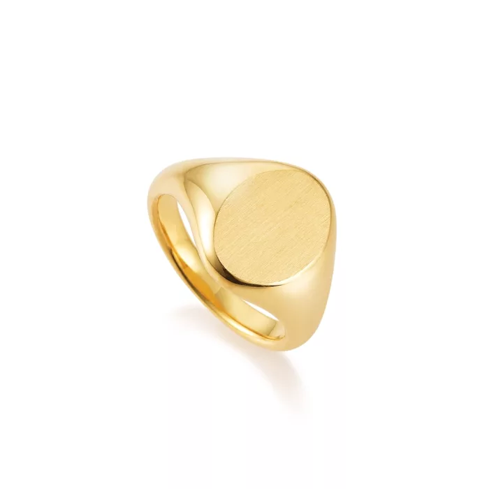 Oval signet ring solid yellow gold Romeo & Juliet without engraving