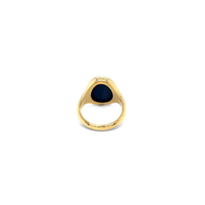 Signet ring in yellow gold with oval and blue onyx 17.0 x 13.0 mm - without engraving Rear view