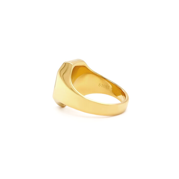 " Yellow gold octagonal signet ring 11.0 x 13.2 mm - without engraving" Side view from left