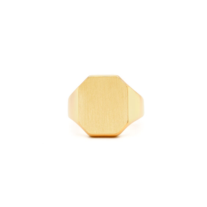Yellow gold octagonal signet ring 11.0 x 13.2 mm - without engraving Front view