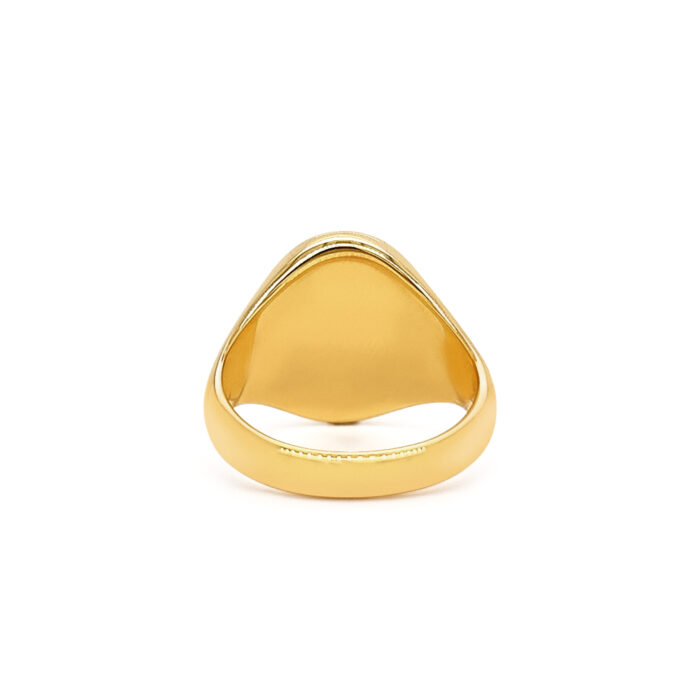 Yellow gold oval signet ring 13.5 x 10.5 mm - without engraving Rear view