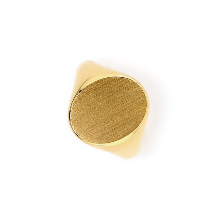 Ovaler Siegelring aus Gelbgold 15,5 x 12,5 mm - ohne Gravur Draufsicht