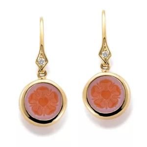 Raved Gold Earrings Diamonds Layered Carnelian Rose Pink Orange