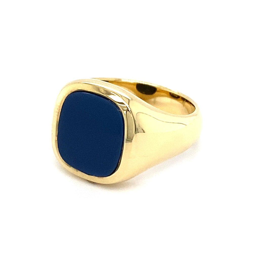 Siegelring Gelbgold mit rechteckigem blauem Edelstein