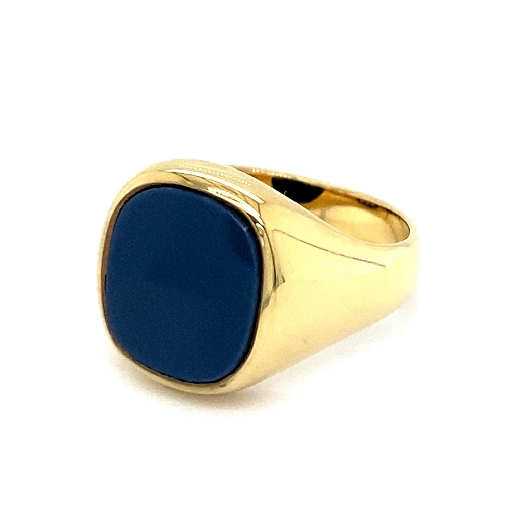 Siegelring Gelbgold mit rechteckigem blauem Edelstein