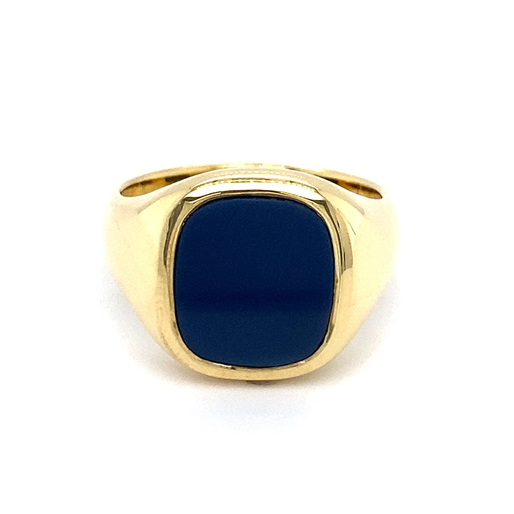 Siegelring Gelbgold mit rechteckigem blauem Edelstein