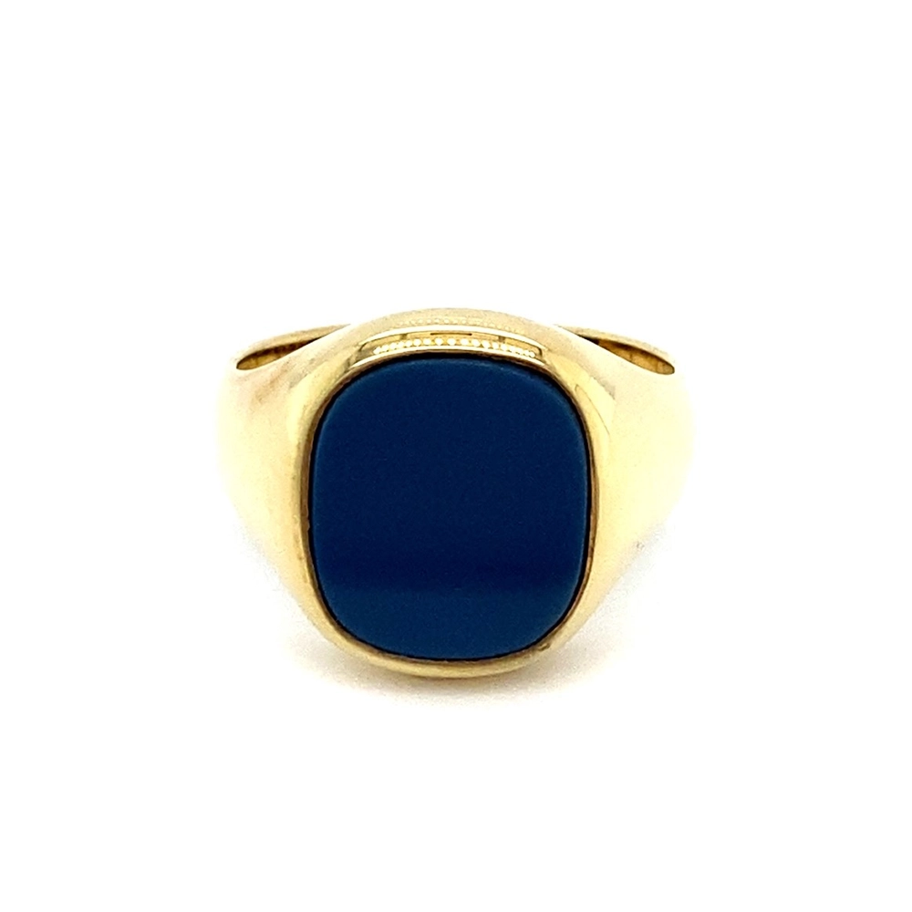 Siegelring Gelbgold mit rechteckigem blauem Edelstein