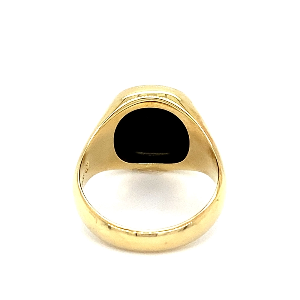 Siegelring Gelbgold mit rechteckigem blauem Edelstein