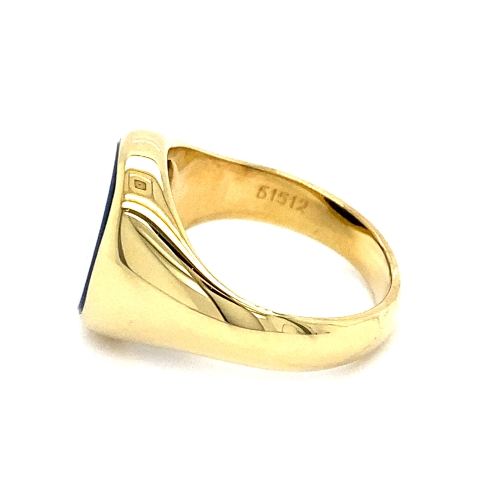 Siegelring Gelbgold mit rechteckigem blauem Edelstein