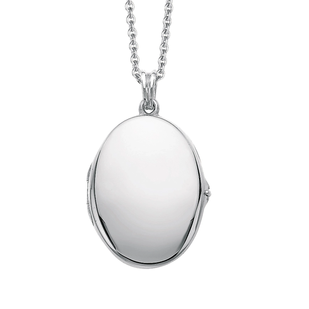 Ovales Medaillon-Collier in Weißgold