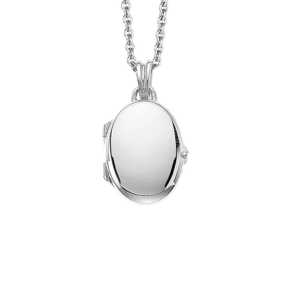 Ovales Medaillon-Collier in Weißgold