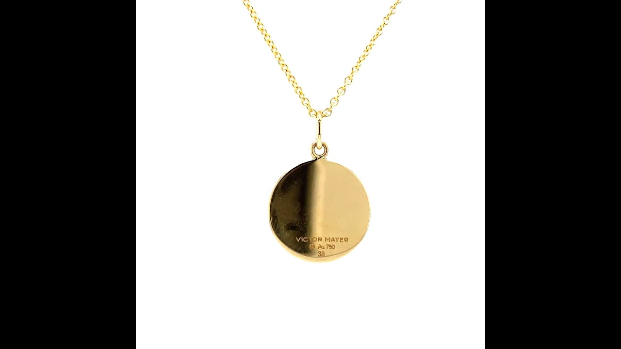 DE Pendant Diskos, 18k yellow gold, golden yellow enamel with gold star paillon, Ø 15 mm, v1728-fo-102