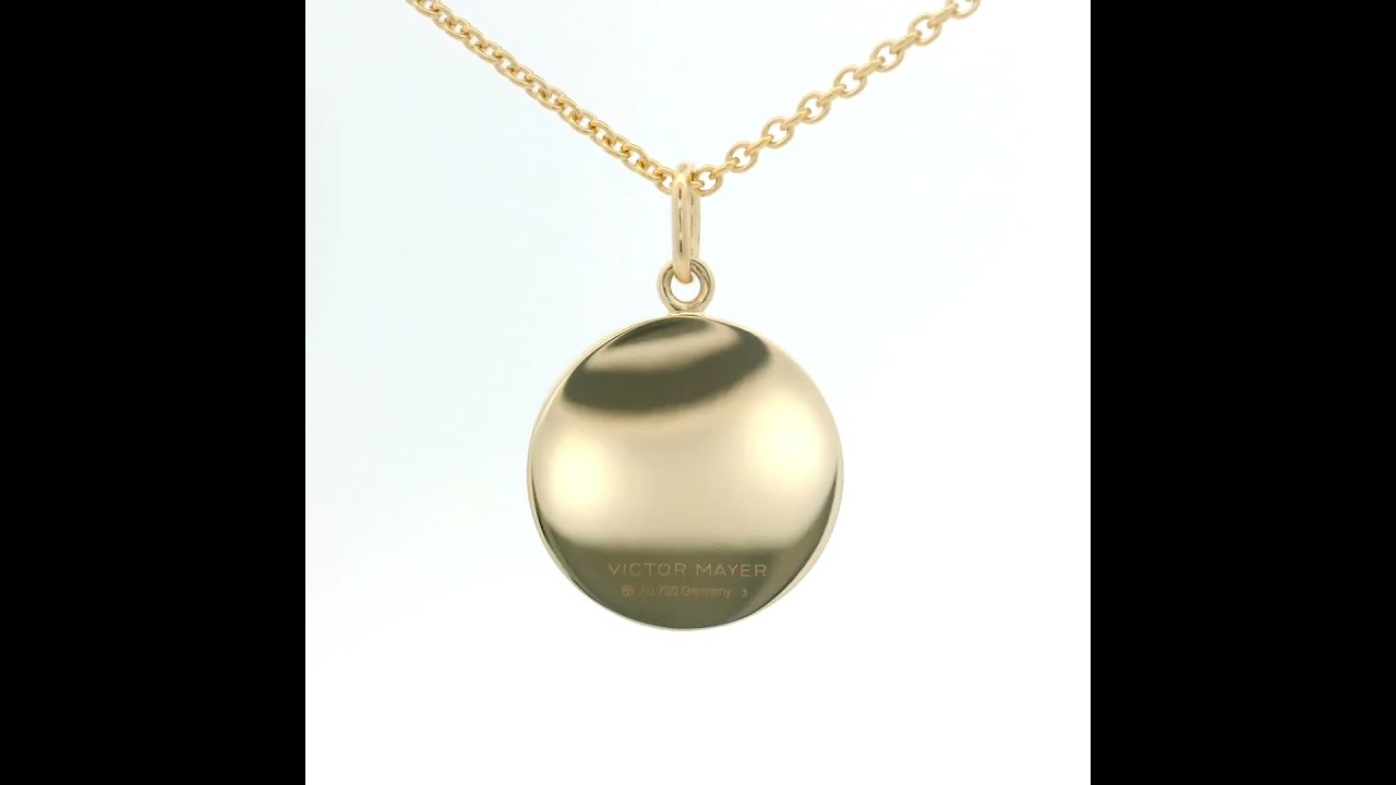 DE Pendant Diskos, 18k yellow gold, pink enamel with gold paillon, Ø 15 mm, v1782-ro-00-00-102