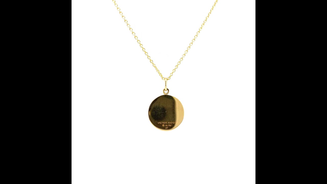 DE Pendant Diskos, 18k yellow gold, turquoise enamel, star-shaped gold paillon, Ø 15 mm, v1728-tue-102