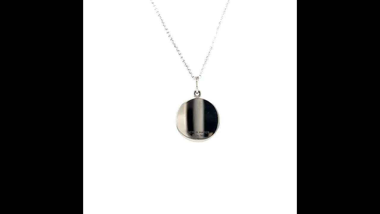 Pendant Diskos, 18k white gold, turquoise enamel, star-shaped gold paillon, Ø 15 mm, v1728-tue-101